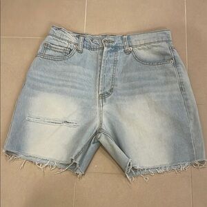 Forever 21 High Rise Light Blue Distressed Denim Cutoff Shorts